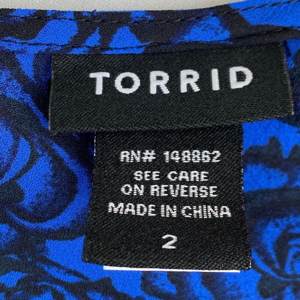 Torrid Rose Pattern Blue Top - image 7